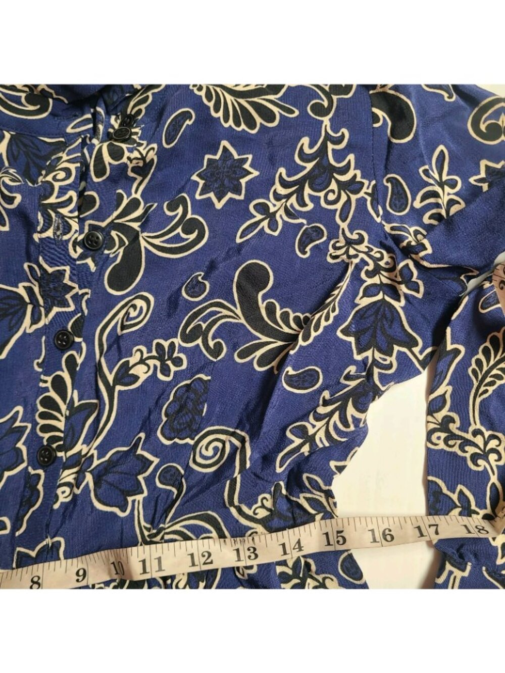 Zara Printed Midi Shirt Dress Navy Blue Floral Dress Size M 3198/041 - Picture 10 of 12